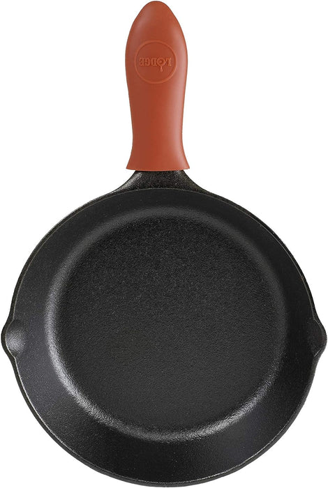 Skillet 8 Cast Iron w/ Red Silicon Handle Holder
