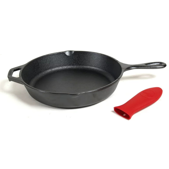Skillet 10.25 Cast Iron w/ Red Silicone Handle Holder