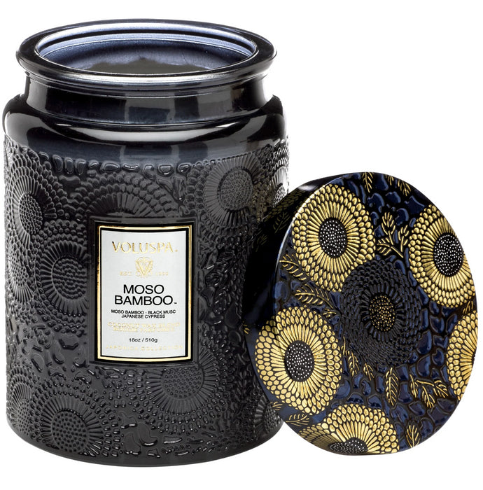 Candle Moso Bamboo Lg Glass Jar
