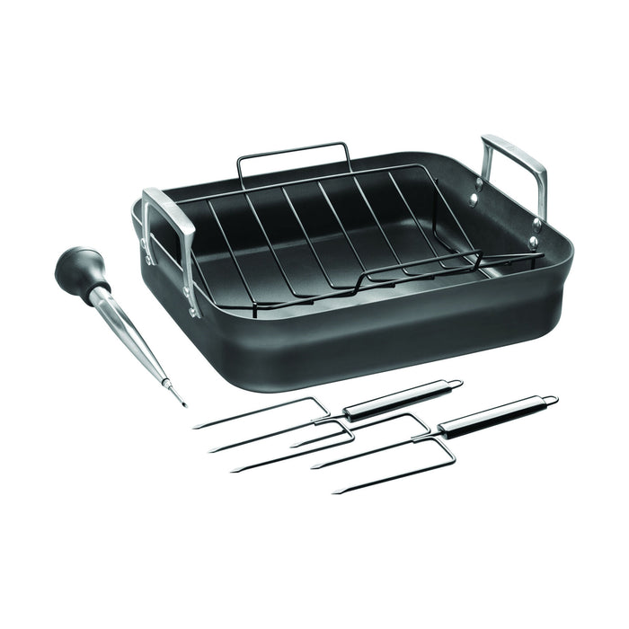 ZWILLING Motion Hard Anodized 16 x 14" Aluminum Nonstick Roaster Pan w/ Rack & Tools
