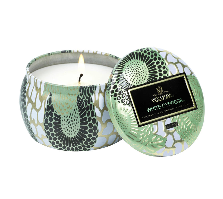 Candle White Cypress Mini Tin