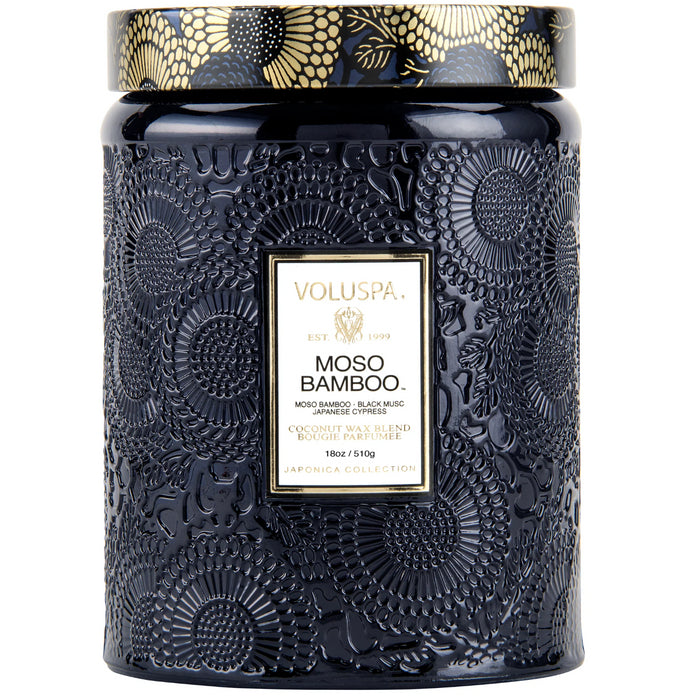 Candle Moso Bamboo Lg Glass Jar