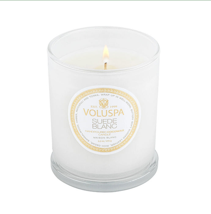 Candle 9.5oz Classic Suede Blanc