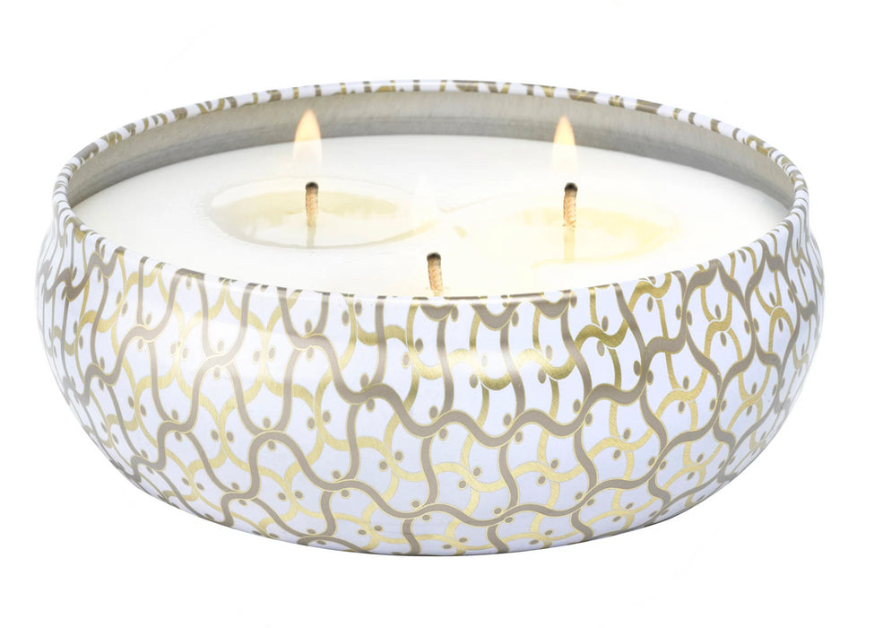 Candle 3 Wick Tin Suede Blanc