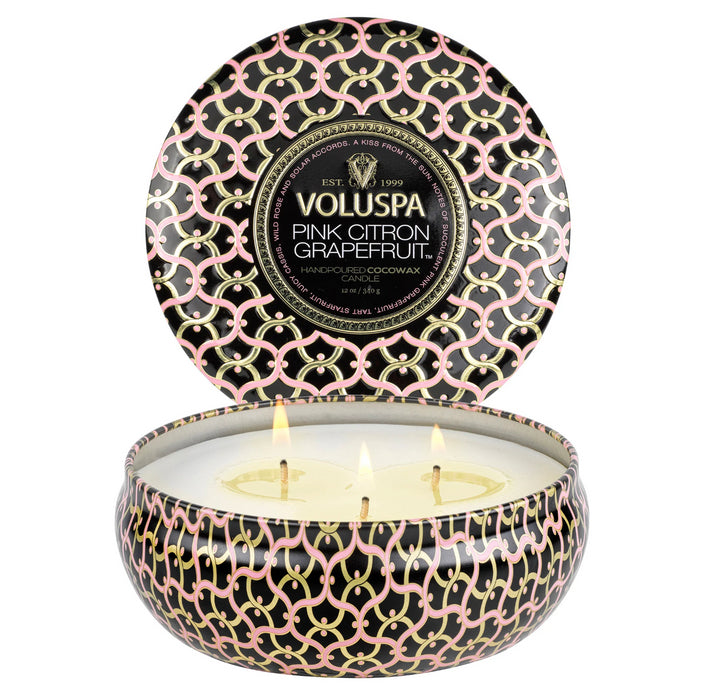 Candle 3 Wick Pink Citron