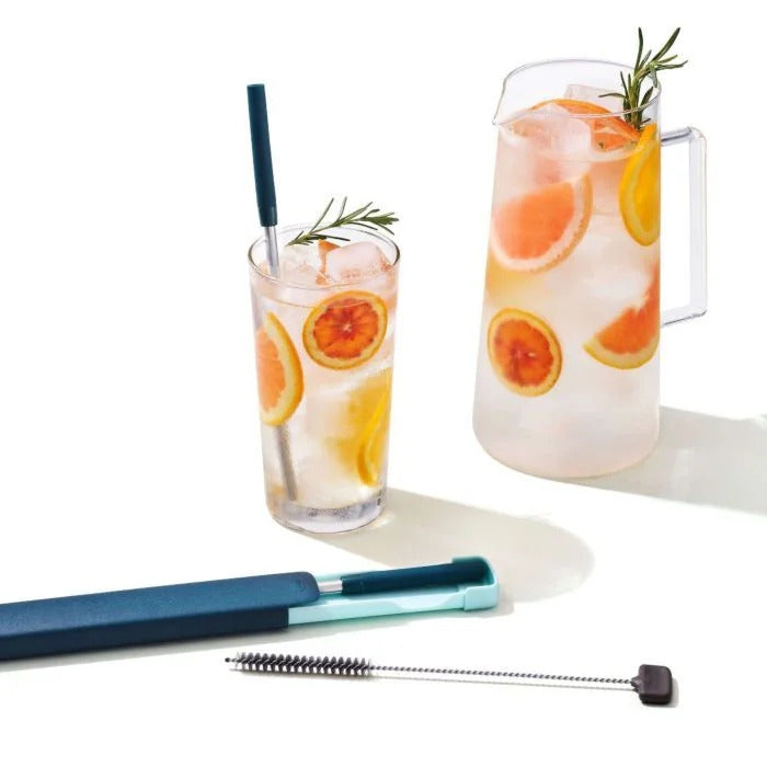 Straws 4pc Extendable Set Storm/Mist