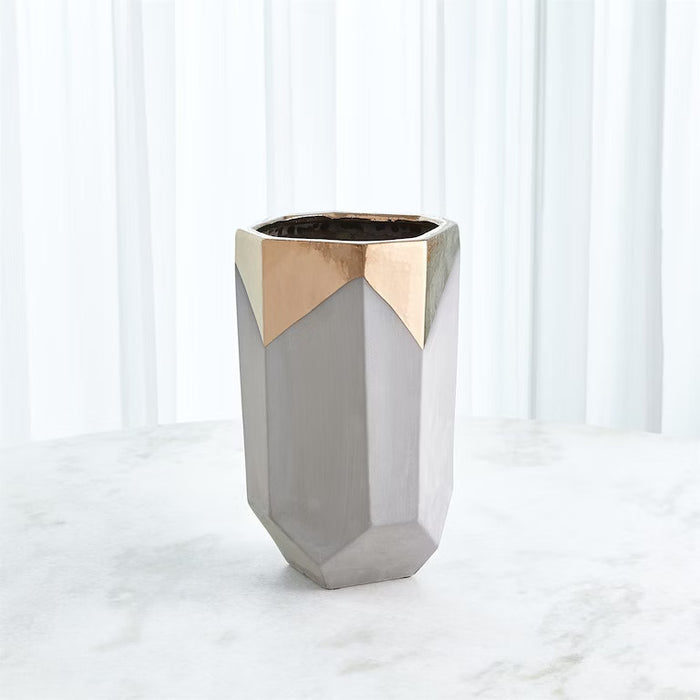 Container Faceted Banded Bronze Lg