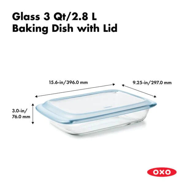 Dish Baking 3Qt Glass w/Lid