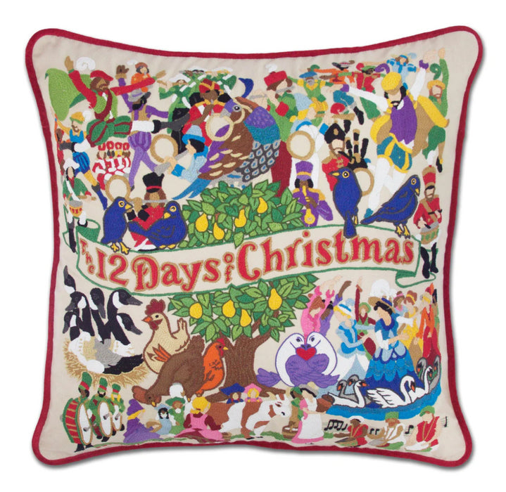 Pillow Embroidered 12 Days of Christmas