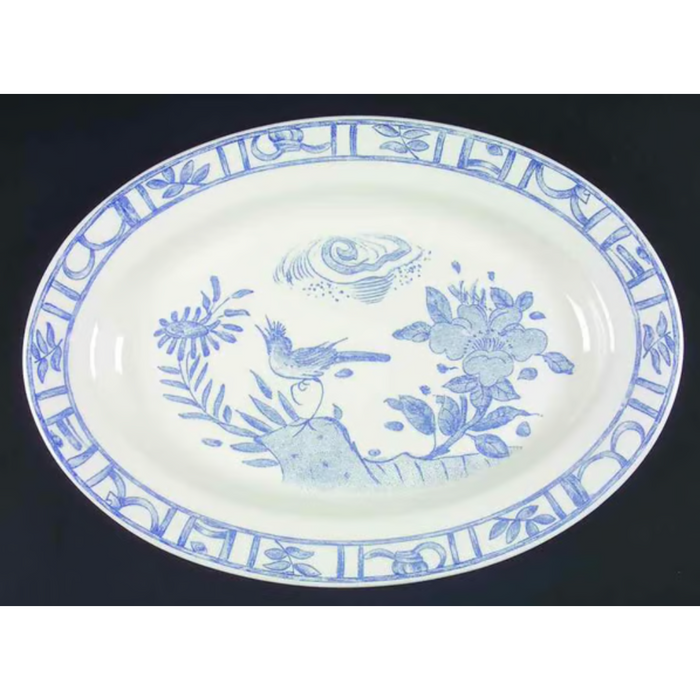 Platter Oval Oiseau Bleu