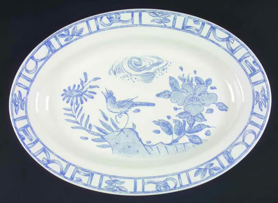 Platter Oval Oiseau Bleu