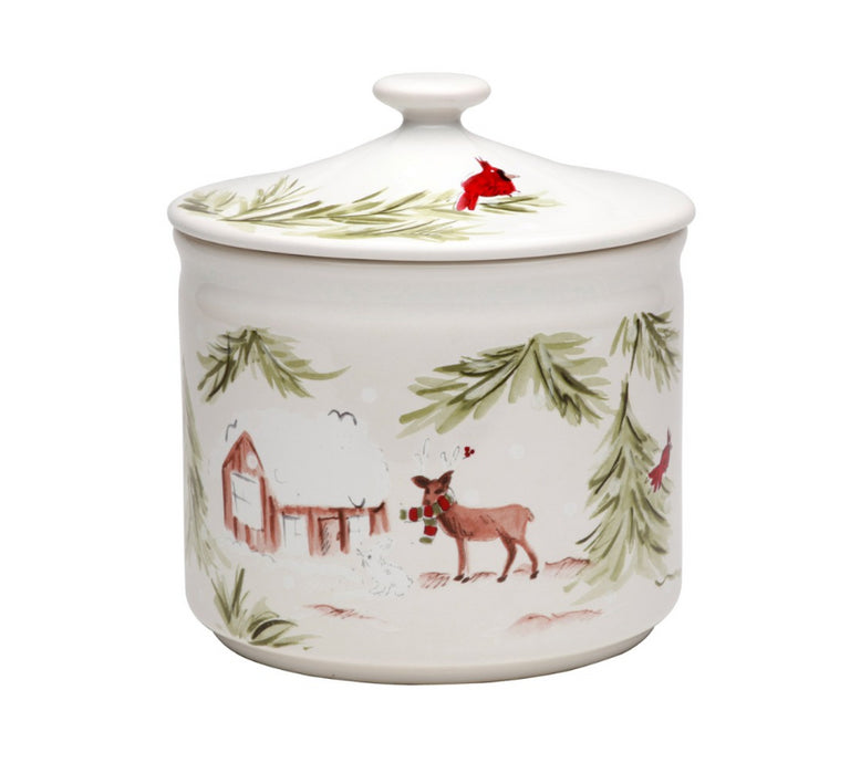 Cookie Jar Deer Friends White