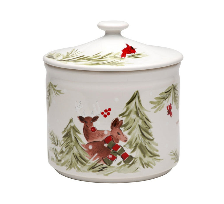 Cookie Jar Deer Friends White