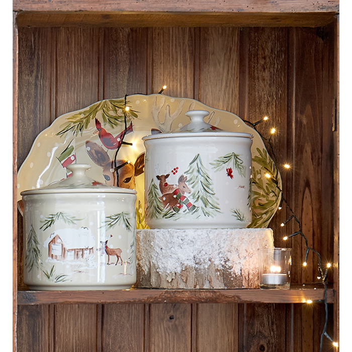 Cookie Jar Deer Friends White