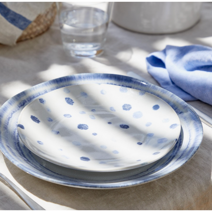 FINAL SALE Plate Salad/Dessert Nantucket Dots White