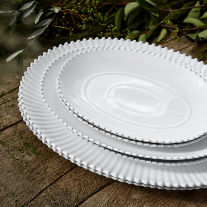 Platter 13 Oval White Pearl