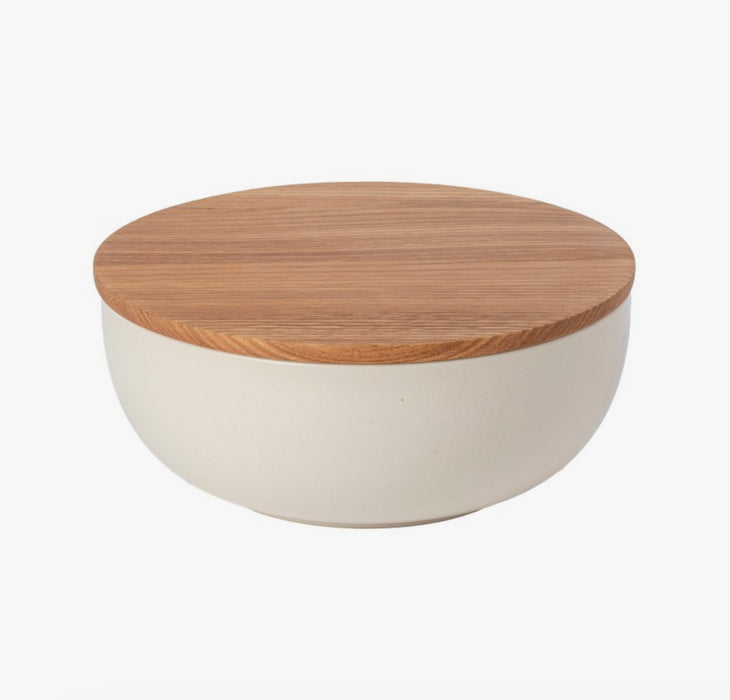 Bowl Serving Pacifica Vanilla w/ Oak Lid