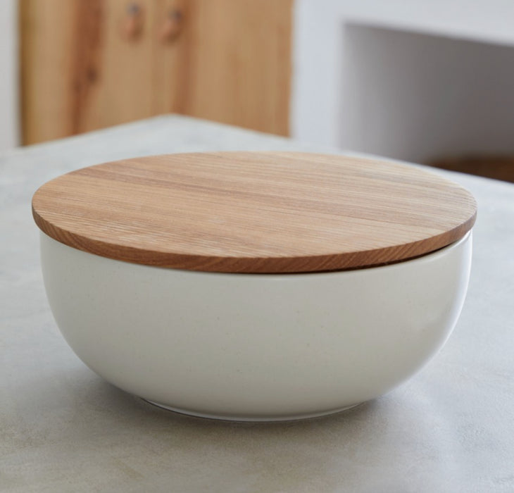 Bowl Serving Pacifica Vanilla w/ Oak Lid