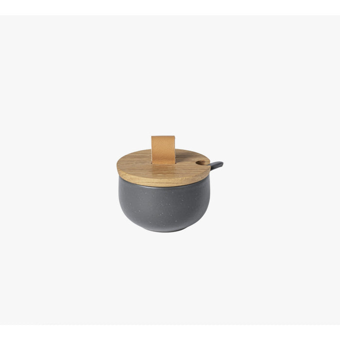 Sugar Bowl 7oz w/Oak Lid/Spoon Seed Grey Pacifica