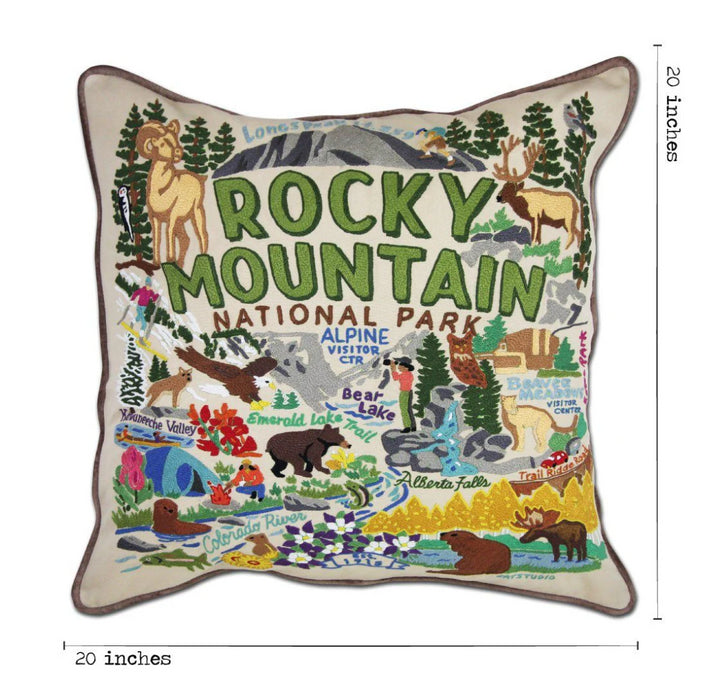 Rocky Mountain Hand Embroidered Pillow