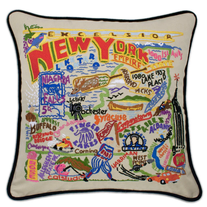 Pillow Embroidered New York State