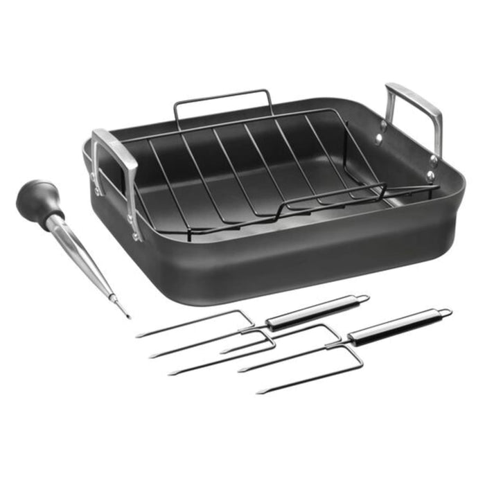 ZWILLING Motion Hard Anodized 16 x 14" Aluminum Nonstick Roaster Pan w/ Rack & Tools