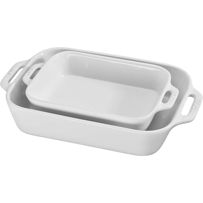 Dish Baking Staub White Rect 2pc