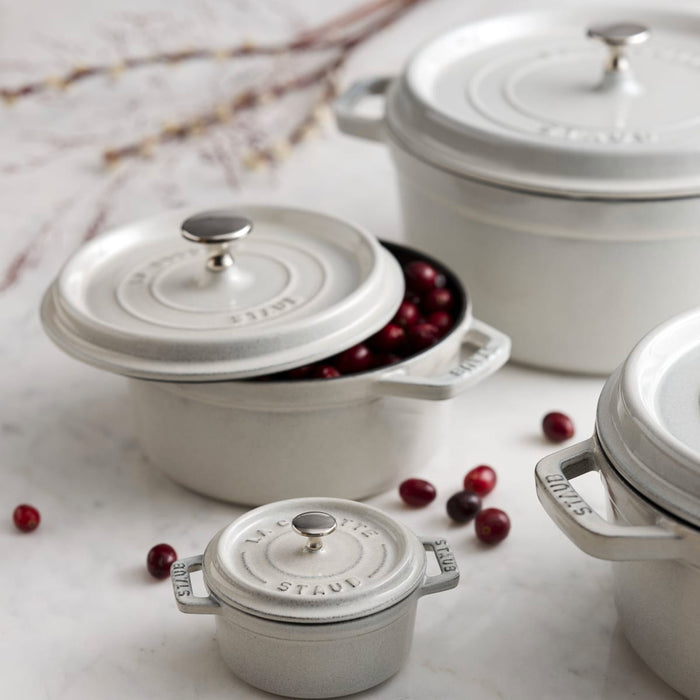 Staub Cast Iron 4-qt Round Dutch Oven - White Truffle