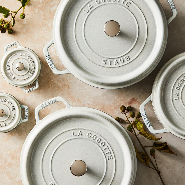 Staub Cast Iron 4-qt Round Dutch Oven - White Truffle