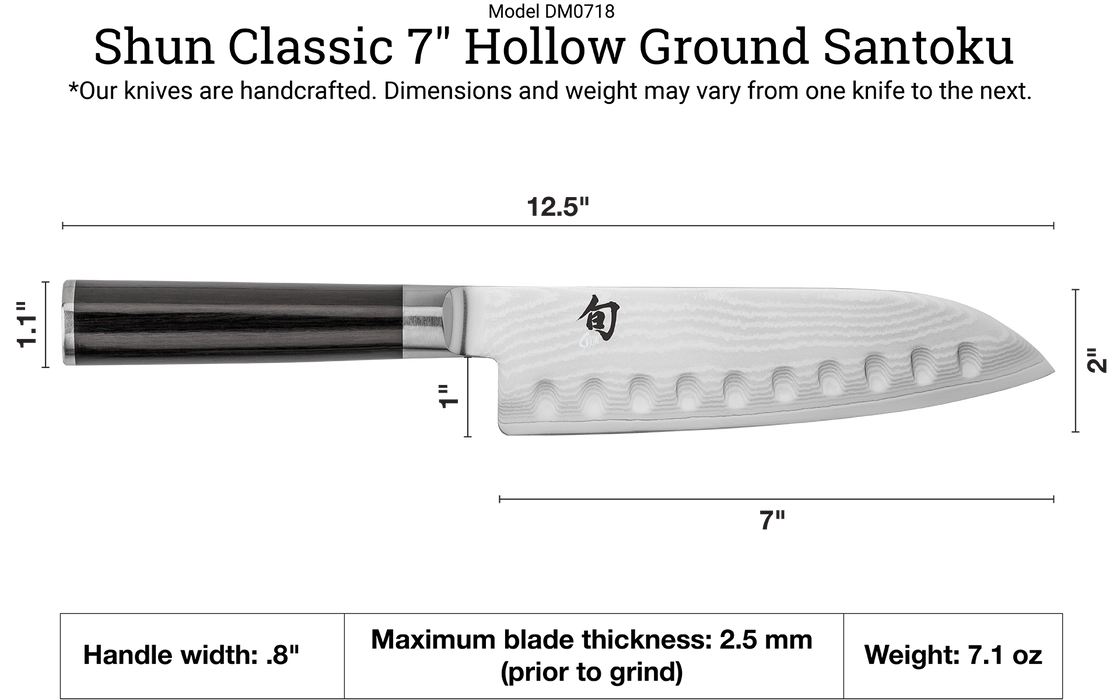 Knife Santoku 7 Hollow Ground