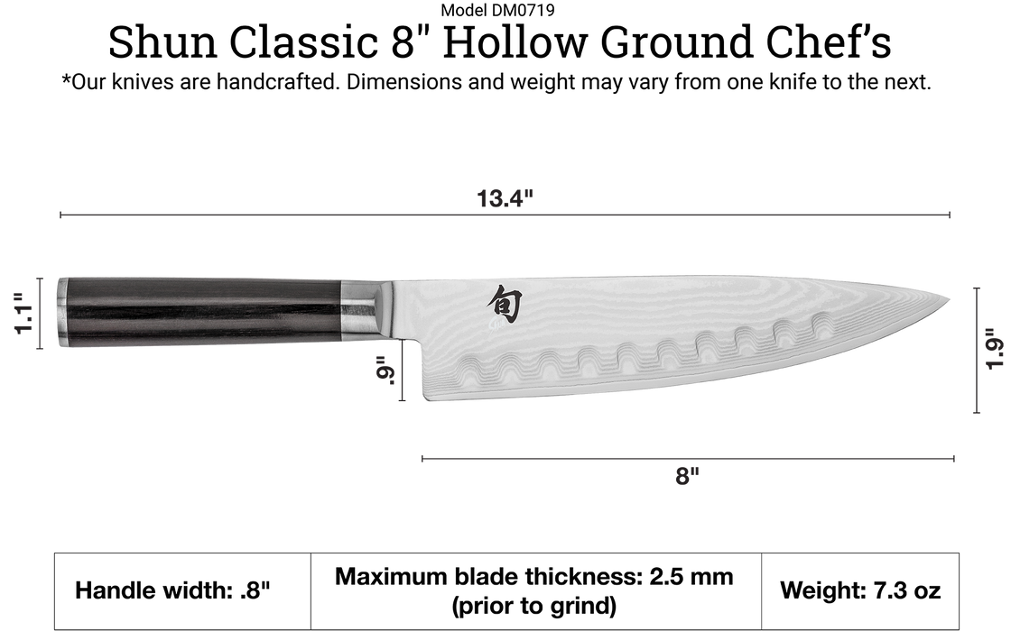 Knife Chef 8 Hollow Ground