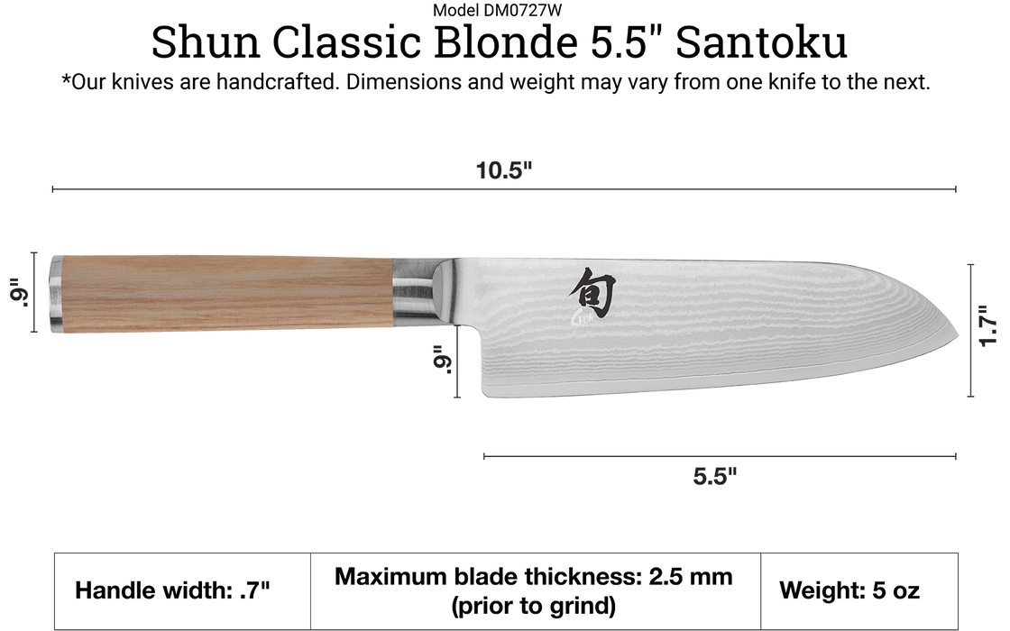 Knife 5.5" Classic Santoku Blonde