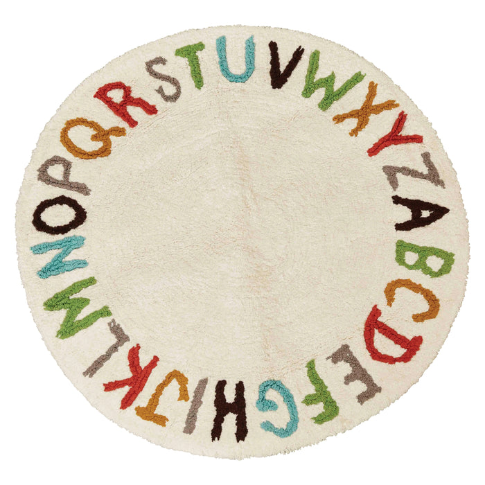 Rug 38 Rnd Alphabet Tufted Cotton