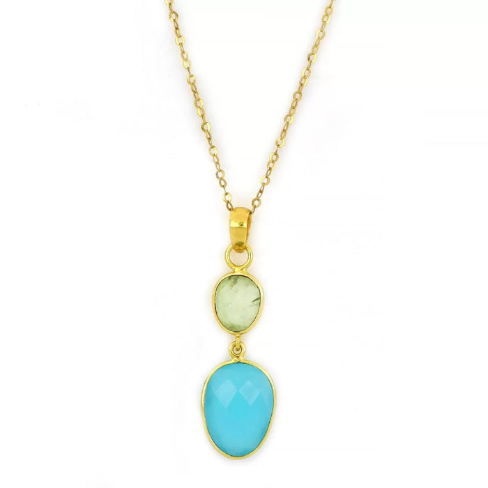 Necklace Prehnite & Aqua Chalcedony